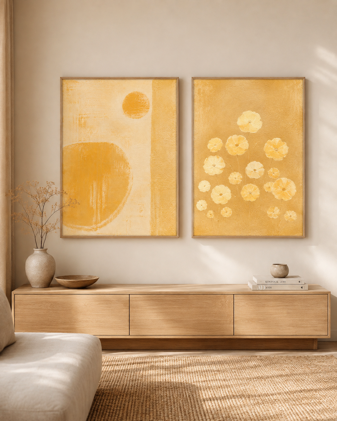 Abstract Golden Minimal Canvas Art — Matte Stretched Wall Print