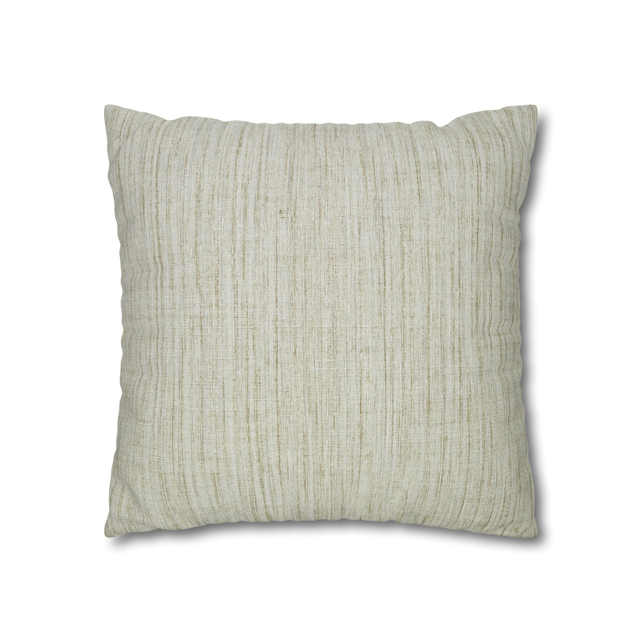 Neutral Textured Square Pillowcase — Linen-Style Poly Canvas Decorative Throw Pillow Cover