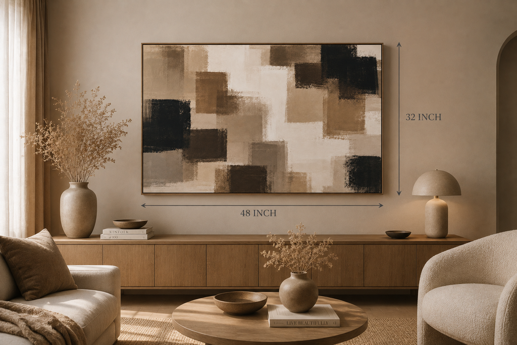 Abstract Neutral Squares Matte Canvas Wall Art - Stretched 1.25"