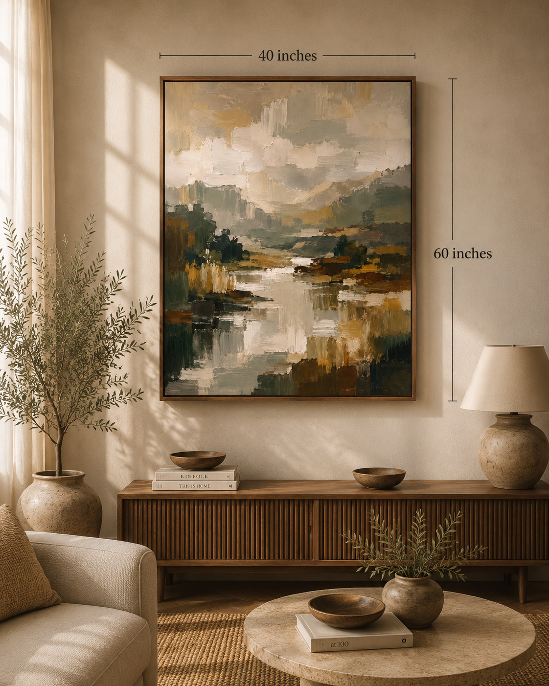Abstract Neutral Landscape Canvas Print — Matte Stretched Wall Art