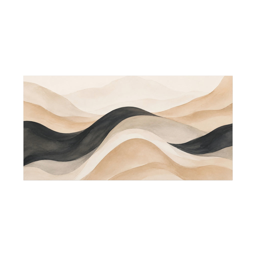 Neutral Abstract Waves Matte Canvas Wall Art