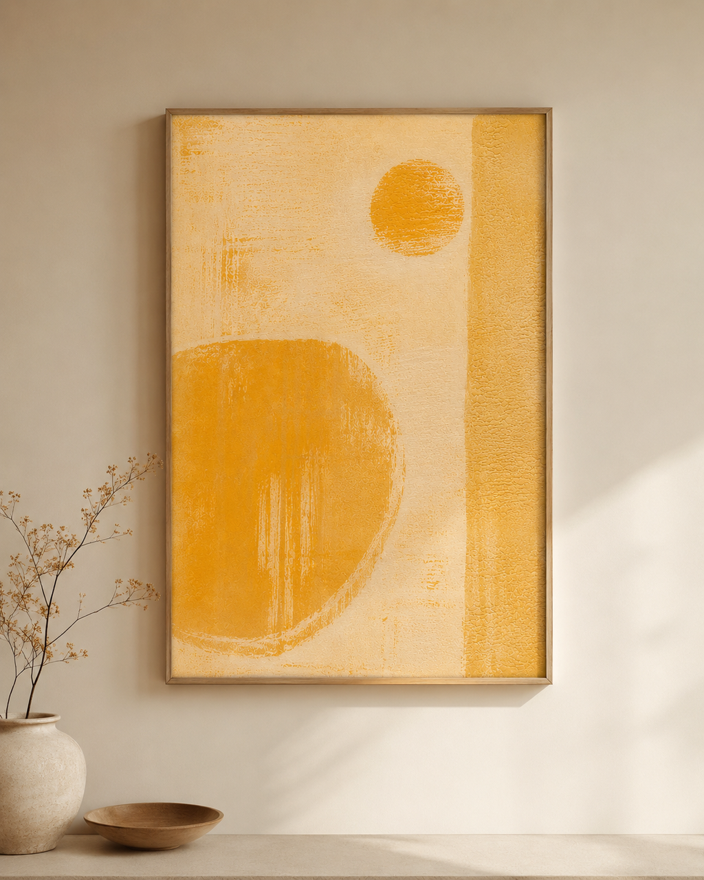 Abstract Golden Minimal - Framed Floating Canvas
