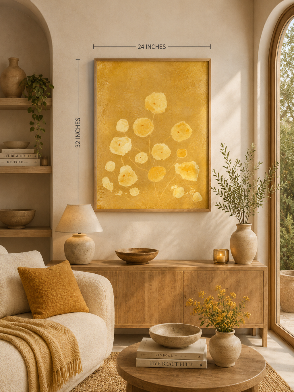 Golden Poppy Floral Canvas — Warm Yellow Botanical Wall Art, Matte Stretched 1.25"