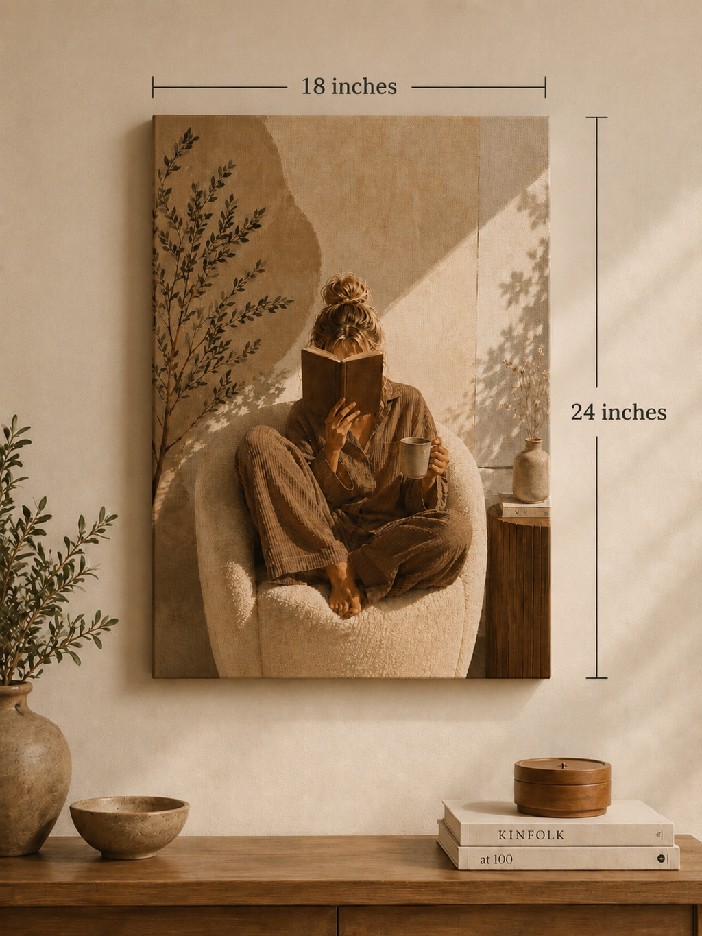 Cozy Morning Reading Matte Canvas Wall Art