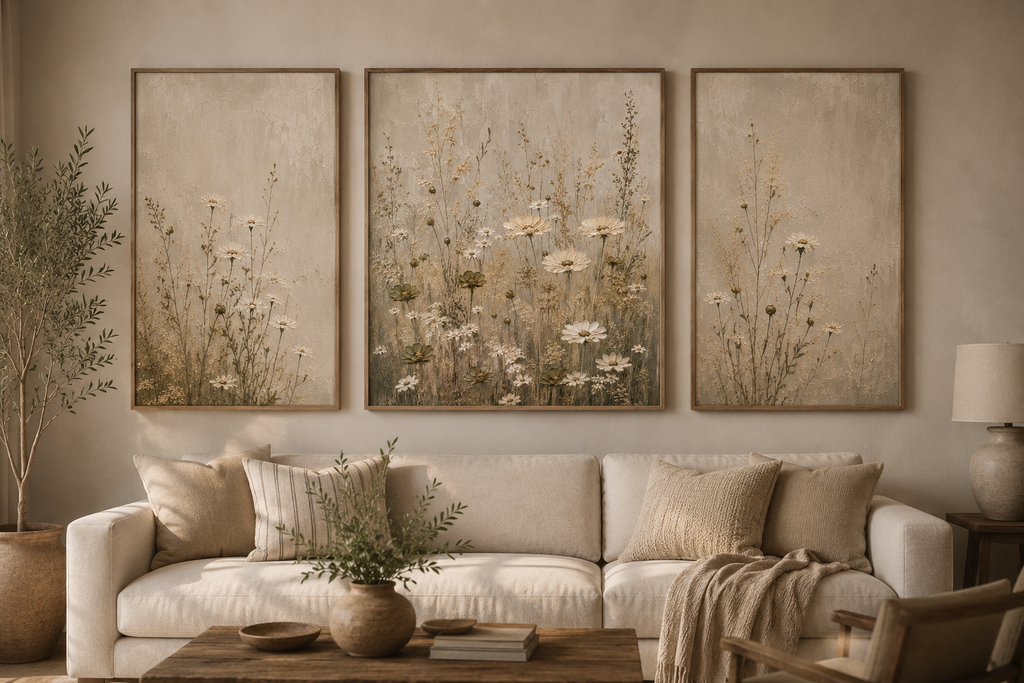Dried Wildflowers Matte Canvas Print — Neutral Botanical Wall Art