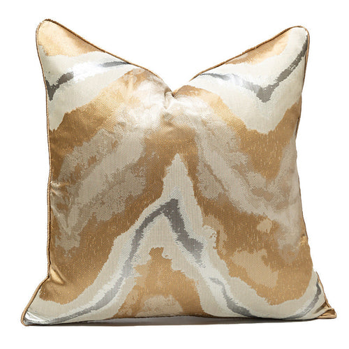 Designer Gold wave Cushion Cover (45x45 cm)