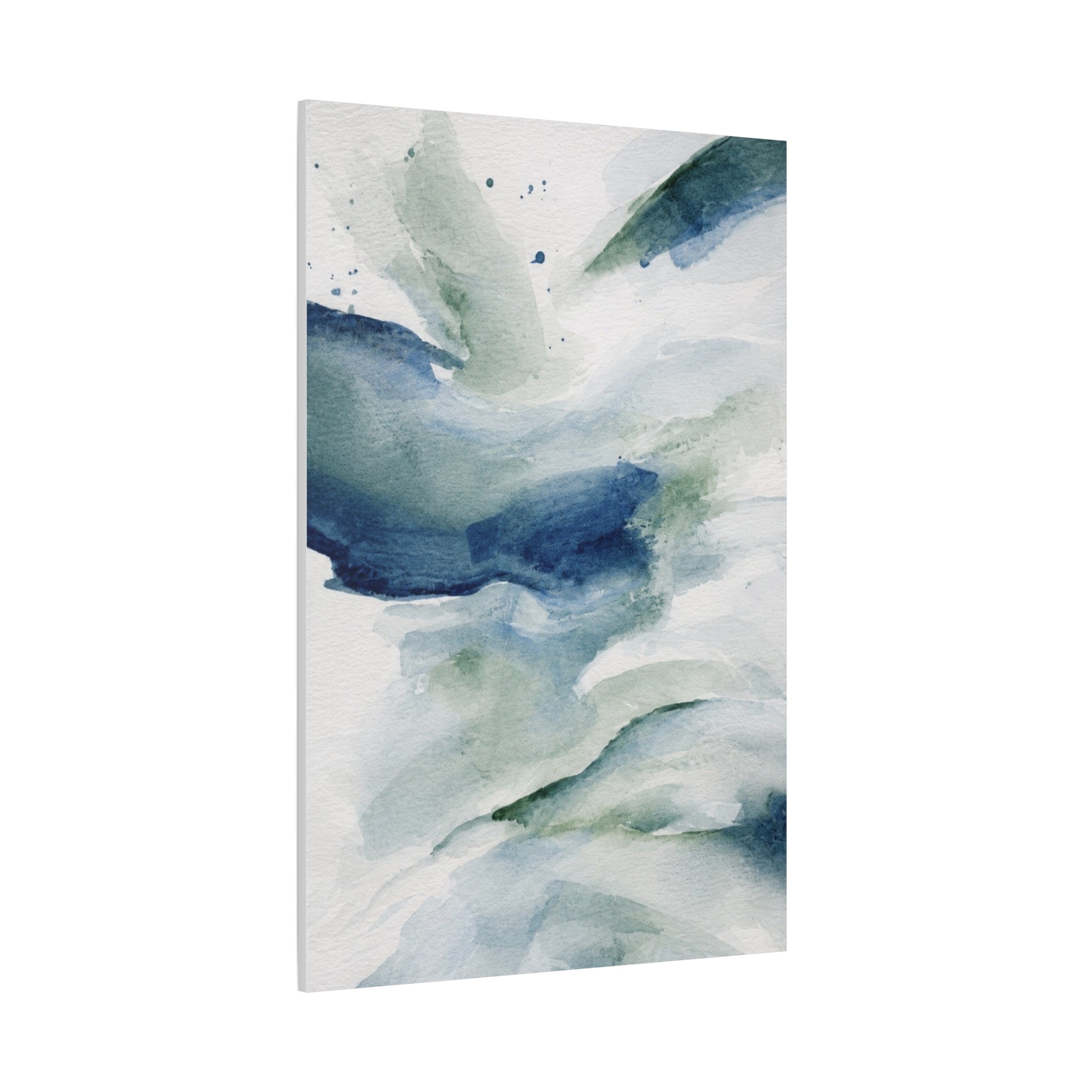 Abstract Watercolor Canvas Print (2) — Blue Green Matte Stretched Wall Art