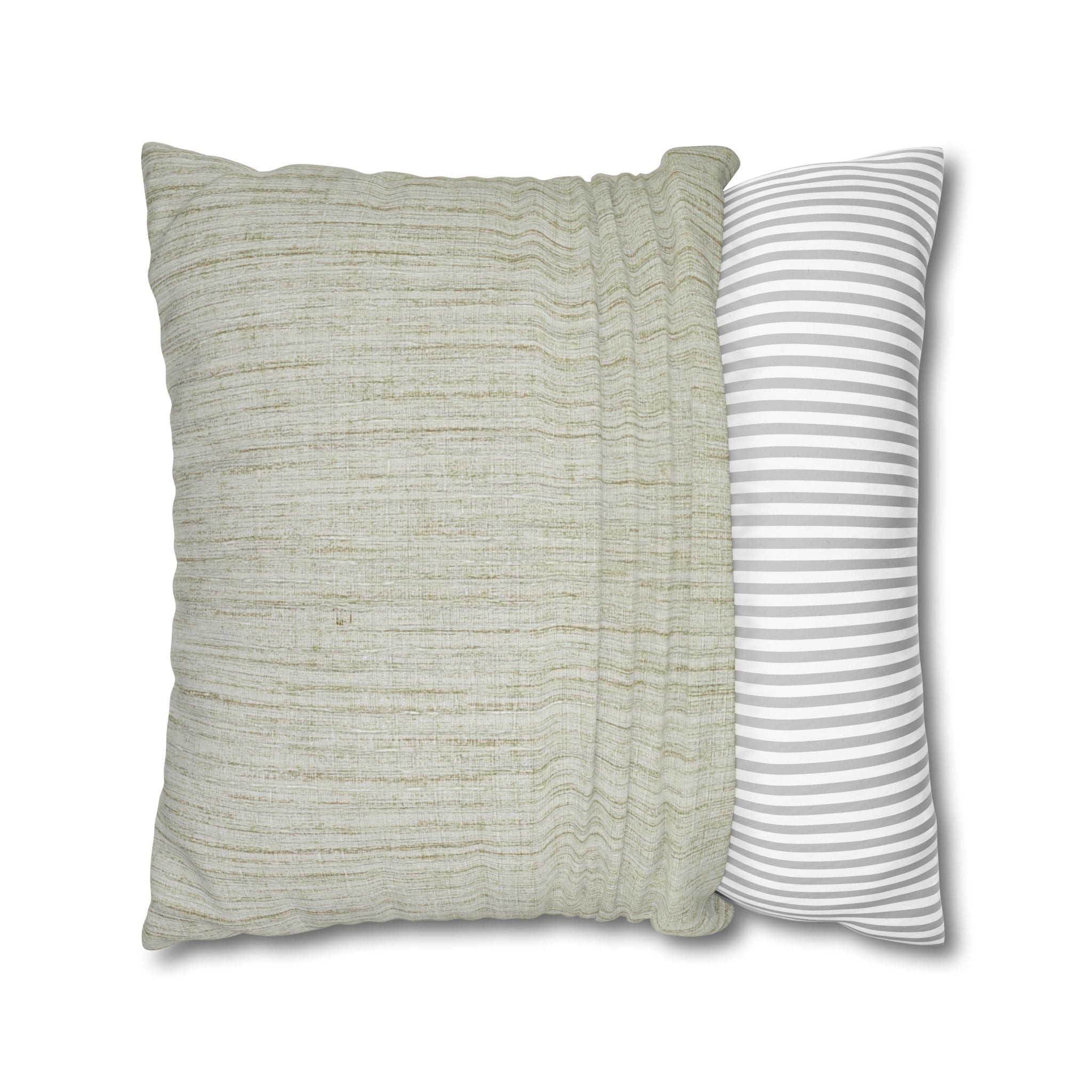 Neutral Textured Square Pillowcase — Linen-Style Poly Canvas Decorative Throw Pillow Cover