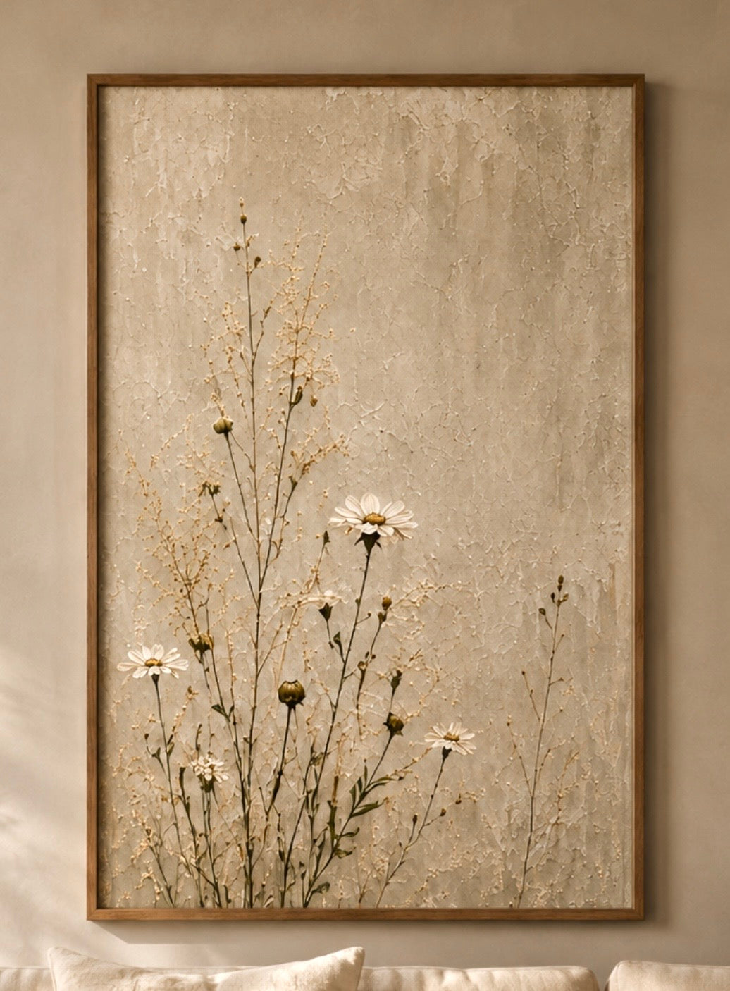 Neutral Daisies Matte Canvas Wall Art — Stretched 1.25"