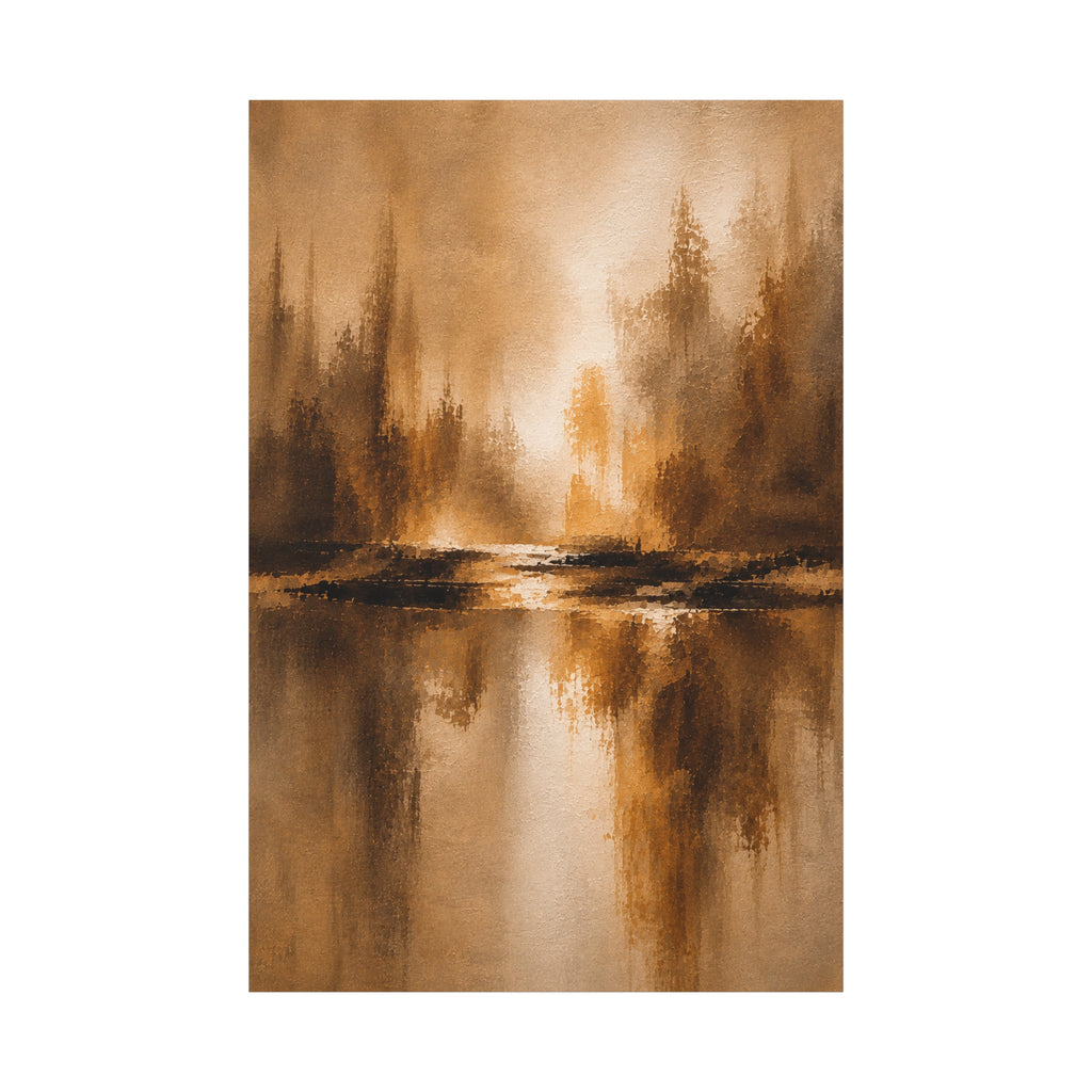 Abstract Earthtone Canvas Wall Art (3)— Warm Brown Stretched Matte Landscape