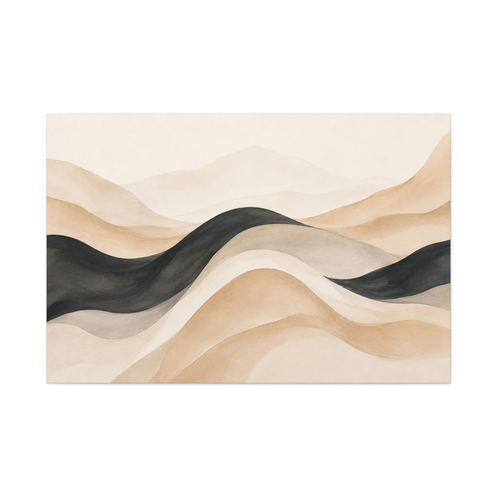 Neutral Abstract Waves Matte Canvas Wall Art