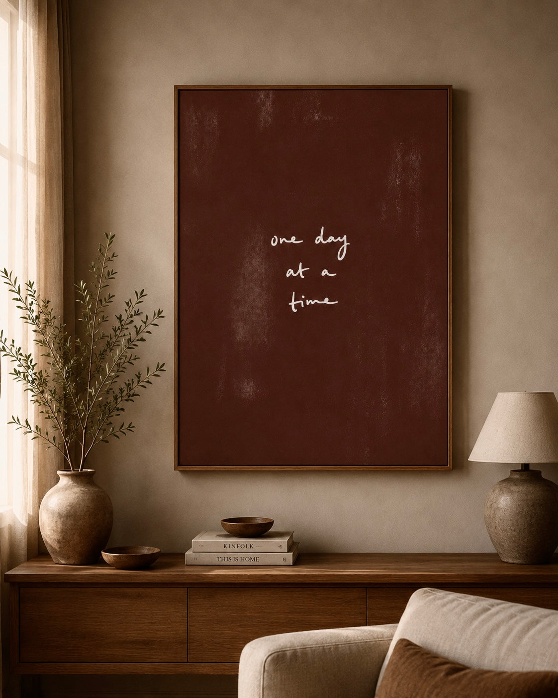 One Day at a Time Canvas Wall Art — Minimalist Motivational Quote