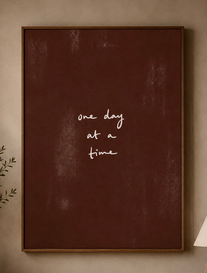 One Day at a Time Canvas Wall Art — Minimalist Motivational Quote