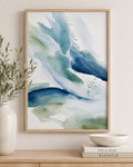 Abstract Watercolor Canvas Print — Blue Green Matte Stretched Wall Art