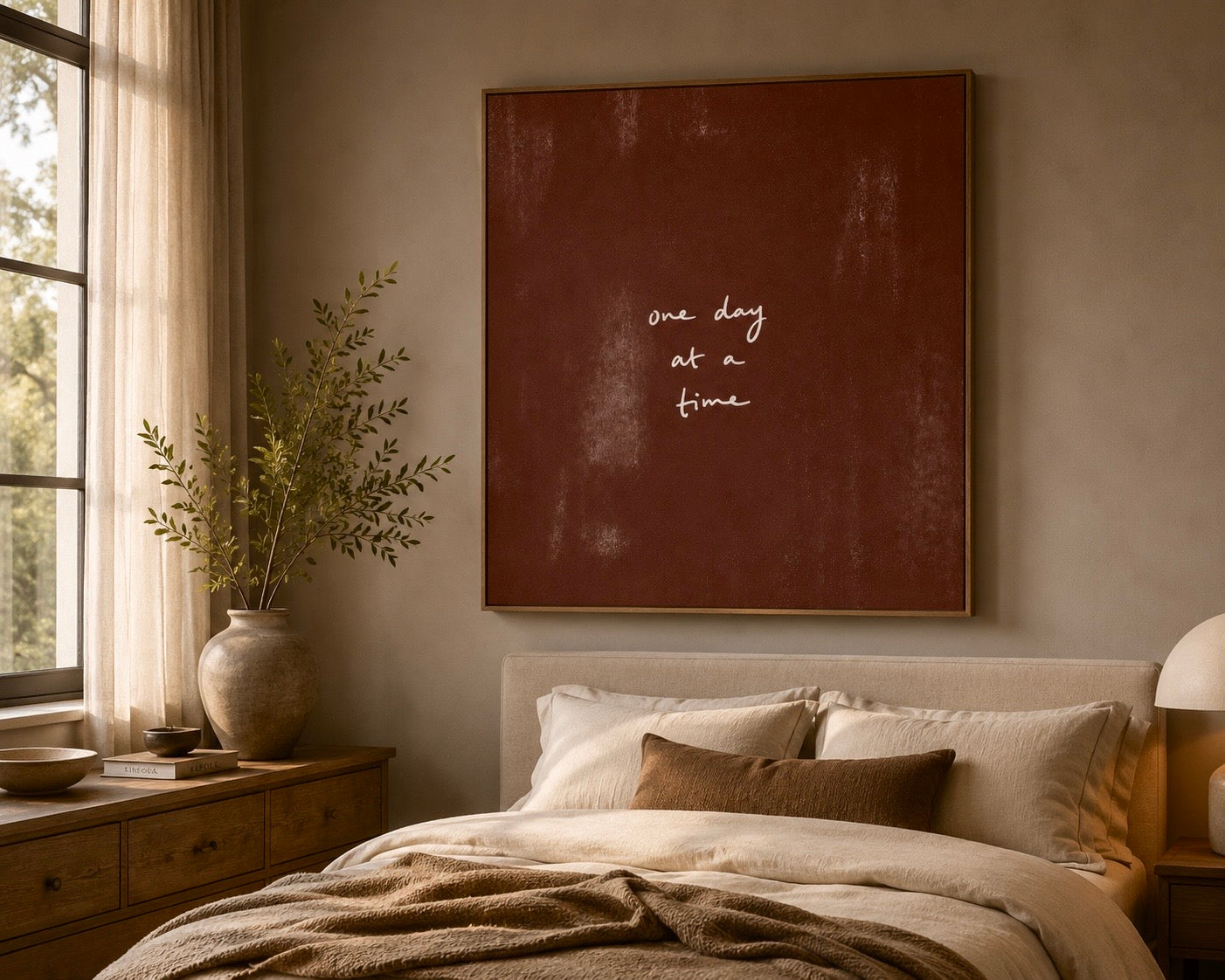 One Day at a Time Canvas Wall Art — Minimalist Motivational Quote