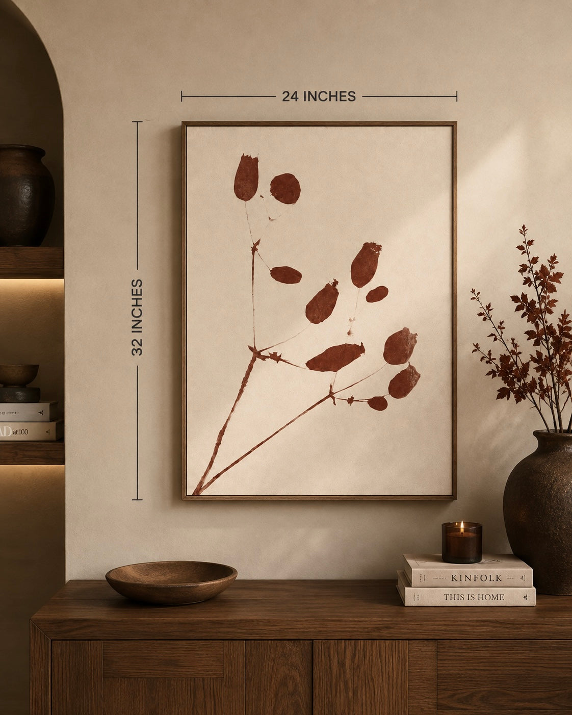 Botanical Minimalist Matte Canvas Wall Art — Stretched Floral Print