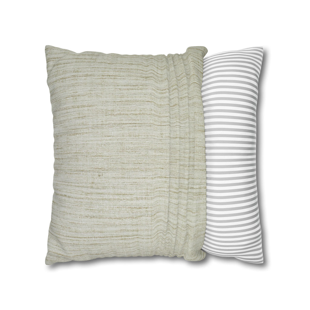Neutral Textured Square Pillowcase — Linen-Style Poly Canvas Decorative Throw Pillow Cover