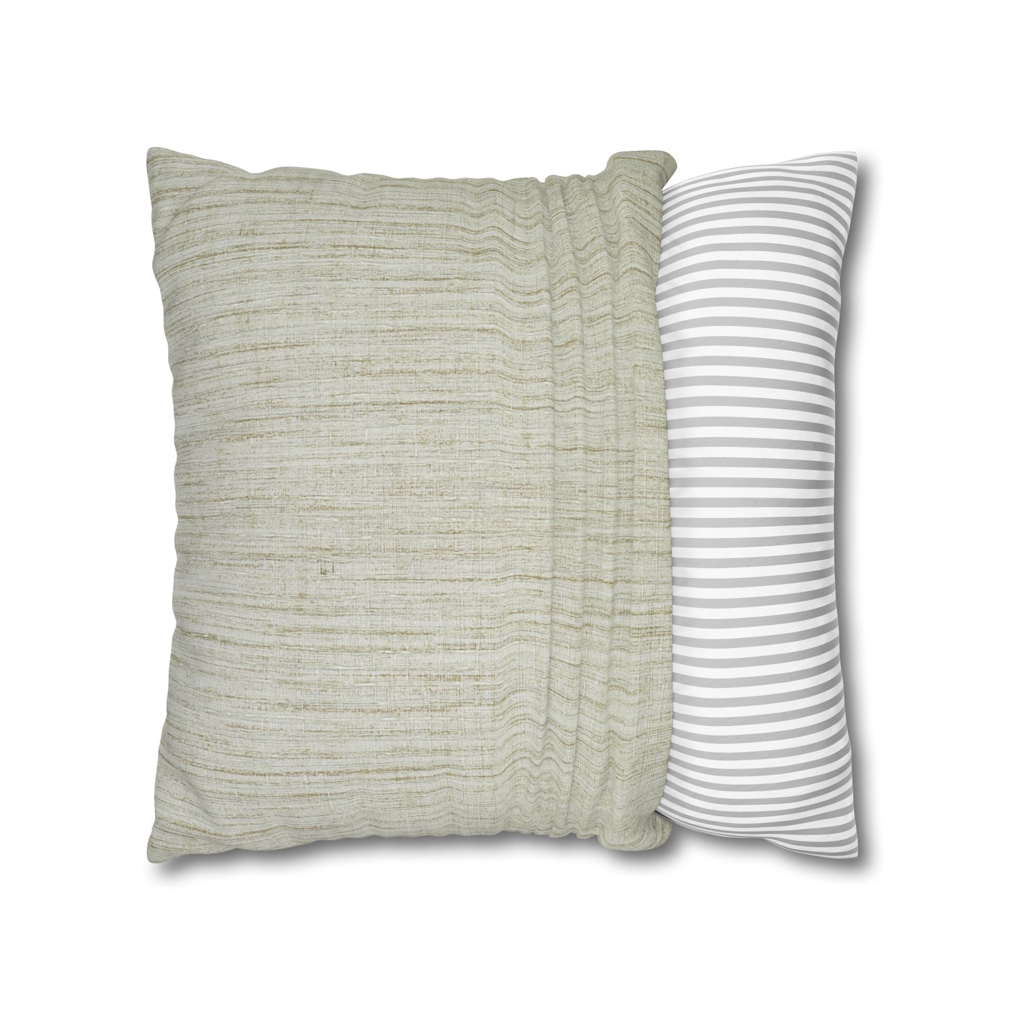 Neutral Textured Square Pillowcase — Linen-Style Poly Canvas Decorative Throw Pillow Cover