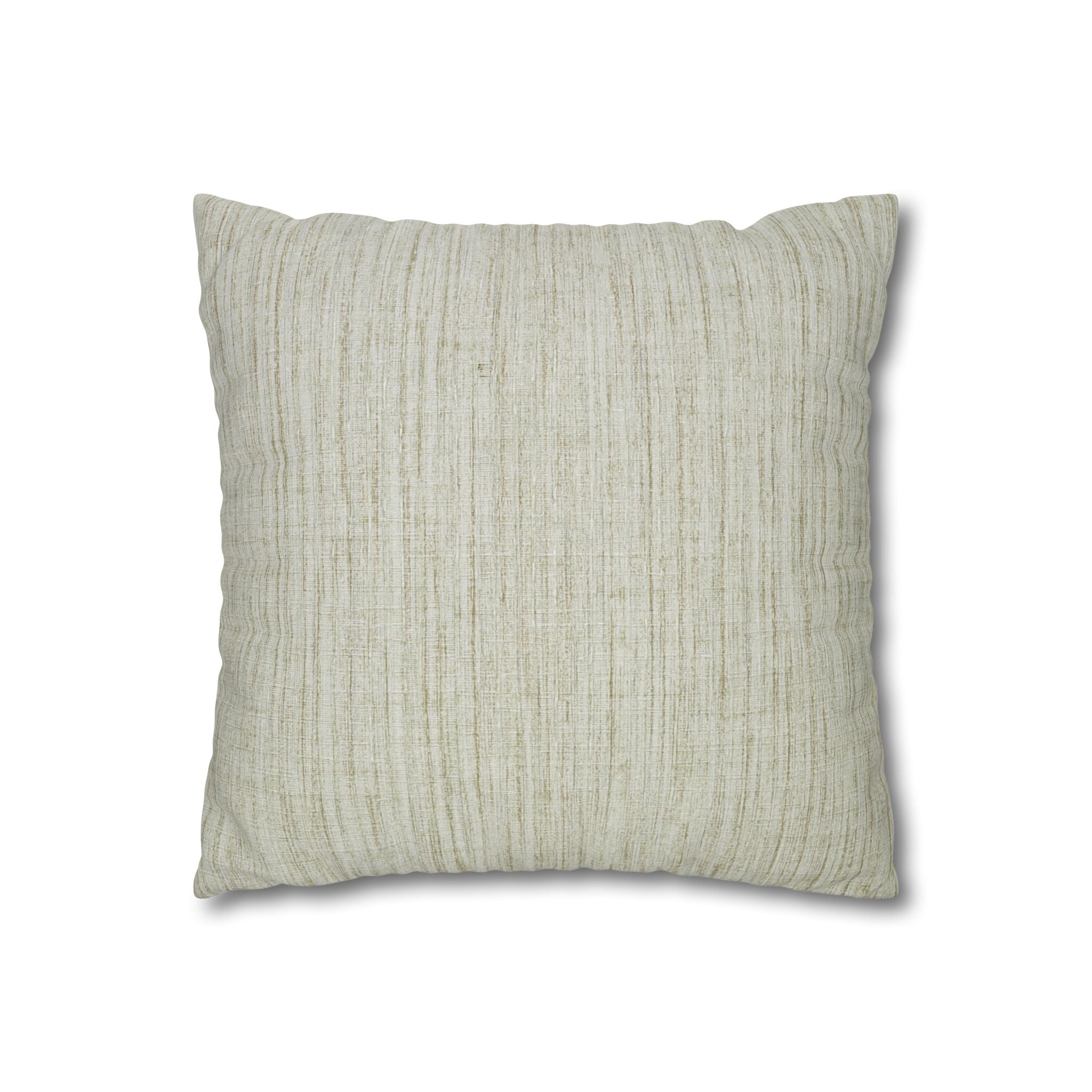 Neutral Textured Square Pillowcase — Linen-Style Poly Canvas Decorative Throw Pillow Cover