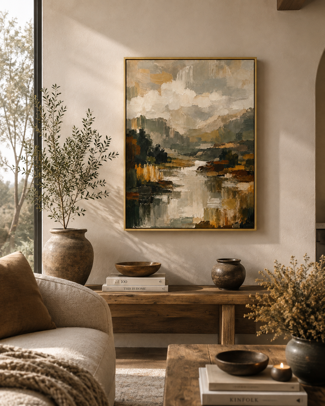 Abstract Lake Valley - Framed Floating Canvas