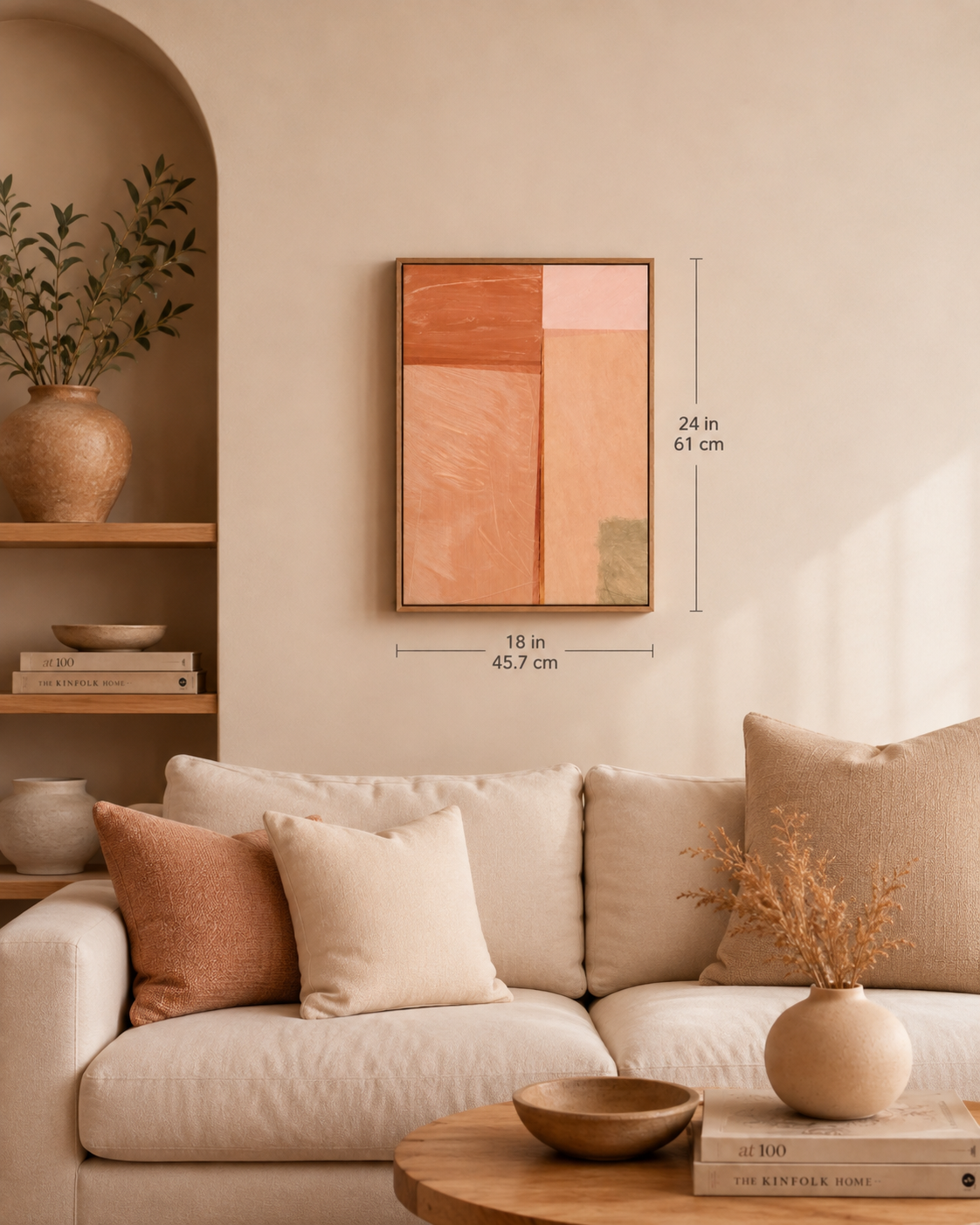 Abstract Beige Terracotta Minimalist Canvas Art — Matte Stretched Wall Print