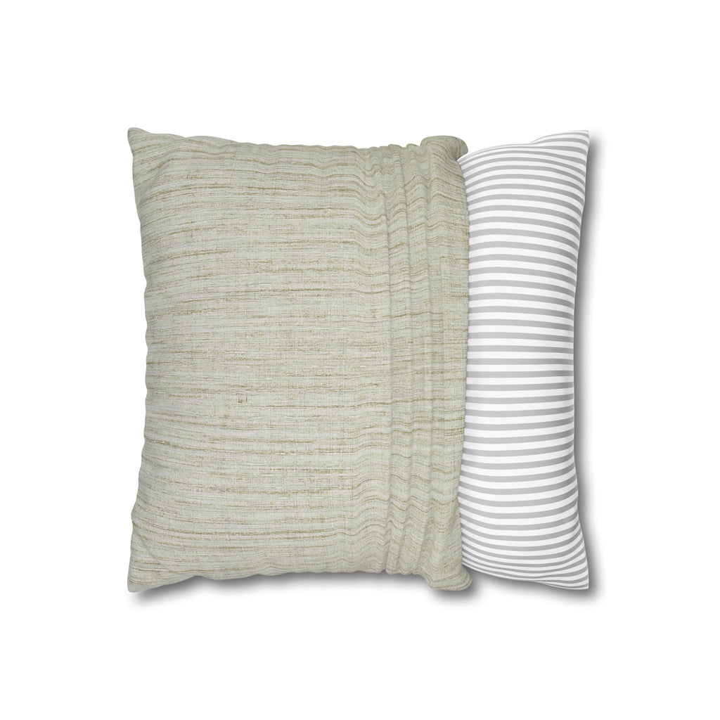 Neutral Textured Square Pillowcase — Linen-Style Poly Canvas Decorative Throw Pillow Cover