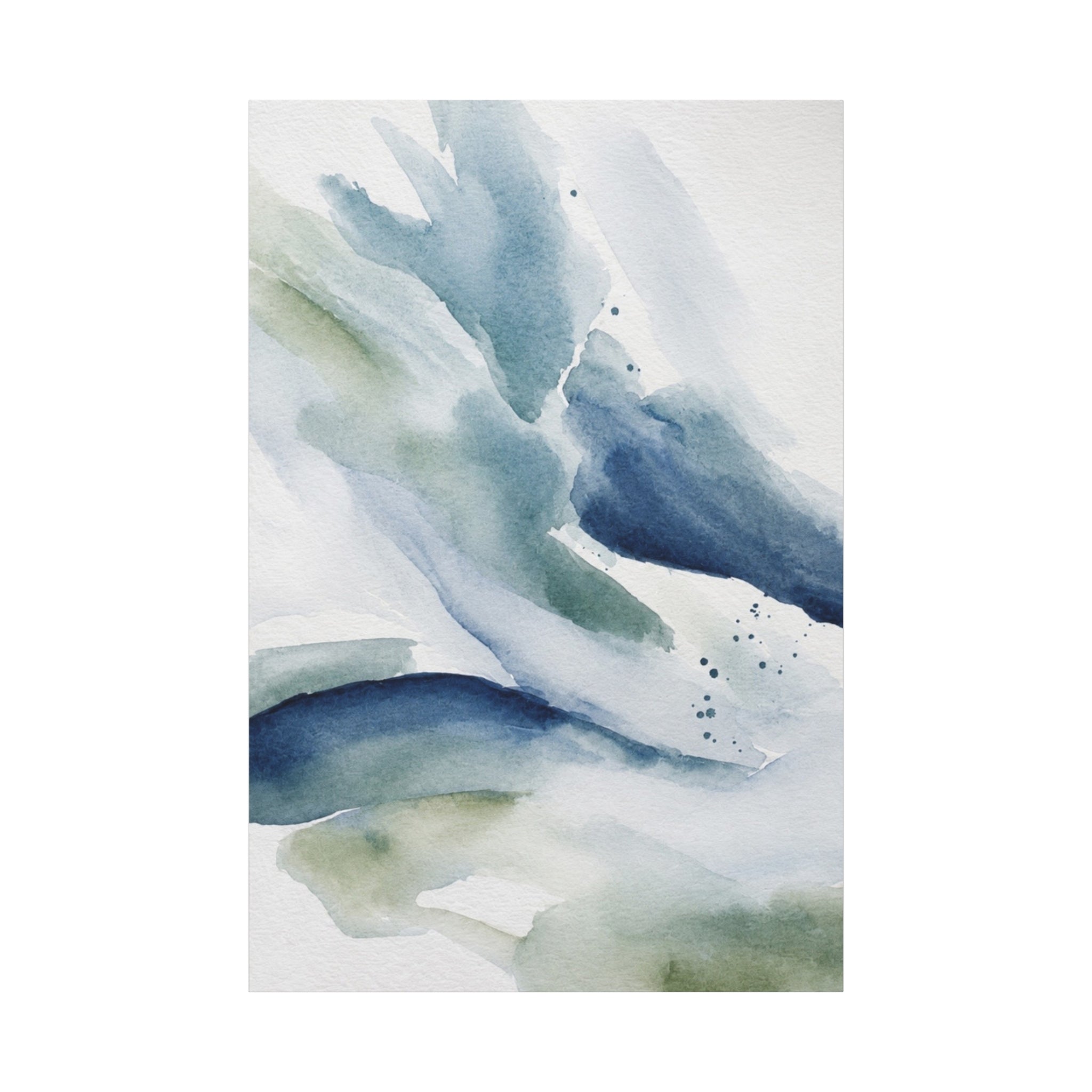 Abstract Watercolor Canvas Print — Blue Green Matte Stretched Wall Art