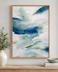 Abstract Watercolor Canvas Print (2) — Blue Green Matte Stretched Wall Art