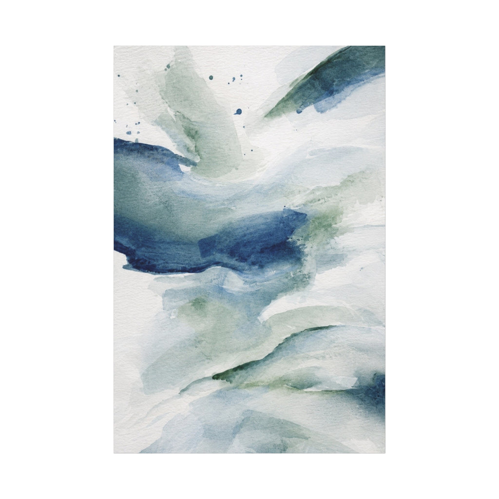 Abstract Watercolor Canvas Print (2) — Blue Green Matte Stretched Wall Art