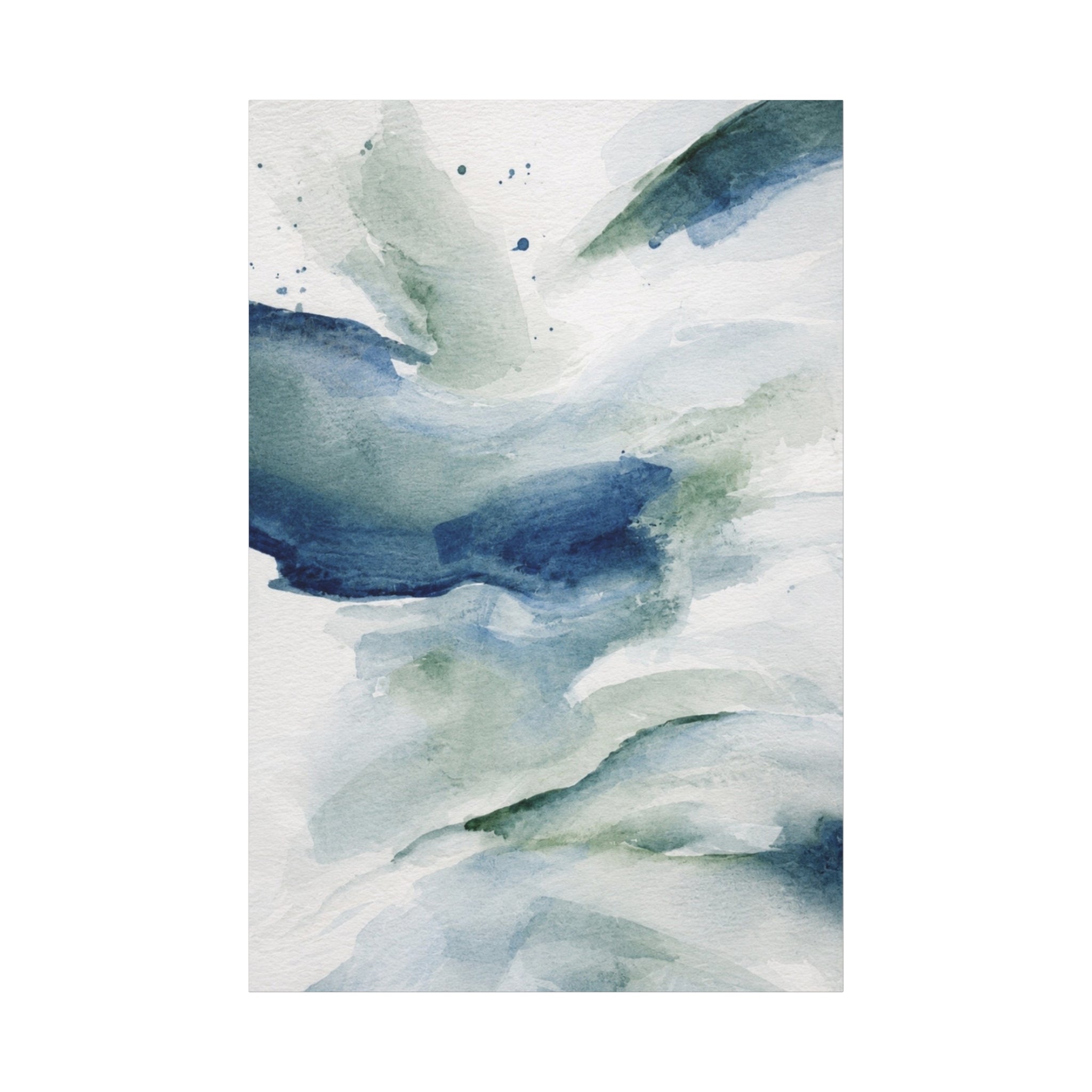 Abstract Watercolor Canvas Print (2) — Blue Green Matte Stretched Wall Art