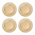 Set of Four 33cm Gold Charger Plates with Hammered Rims | Dia
