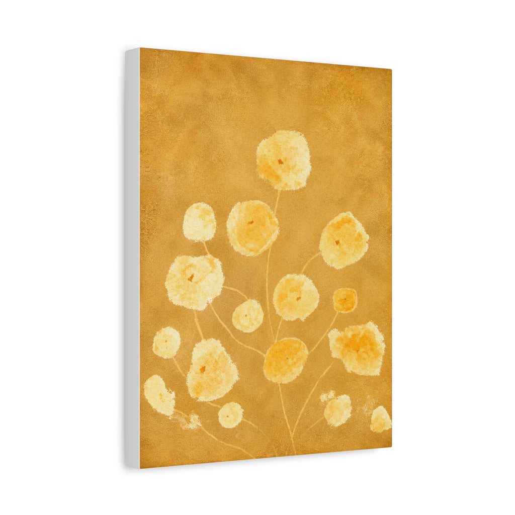Golden Poppy Floral Canvas — Warm Yellow Botanical Wall Art, Matte Stretched 1.25"