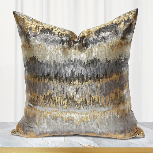 Designer Brown Gold Patterned Cushion Cover (45x45 cm)