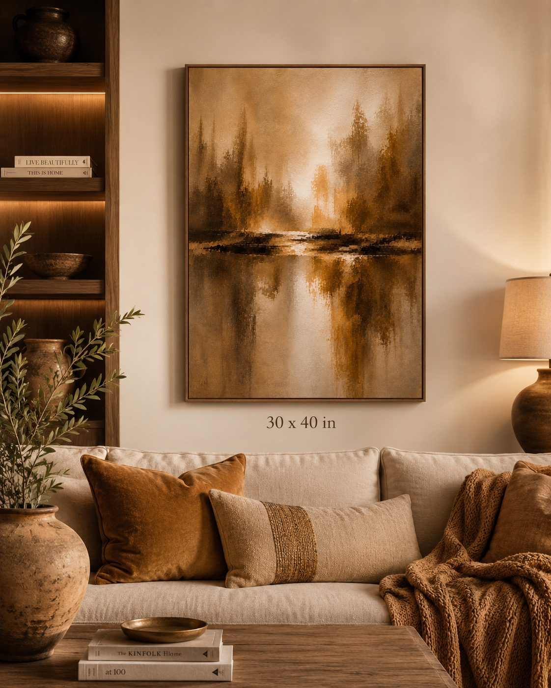 Abstract Earthtone Canvas Wall Art (3)— Warm Brown Stretched Matte Landscape