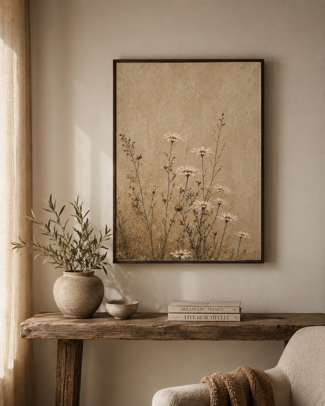 Dried Wildflowers - Framed Floating Canvas