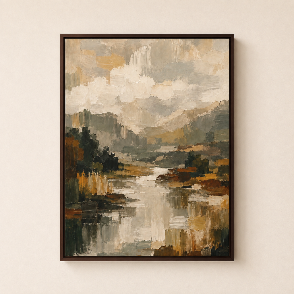 Abstract Lake Valley - Framed Floating Canvas