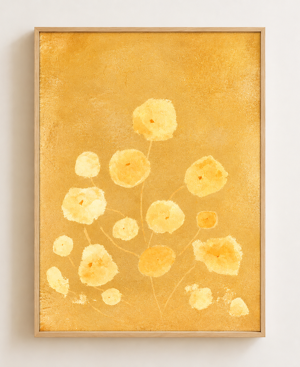 Golden Poppy Floral Canvas — Warm Yellow Botanical Wall Art, Matte Stretched 1.25"