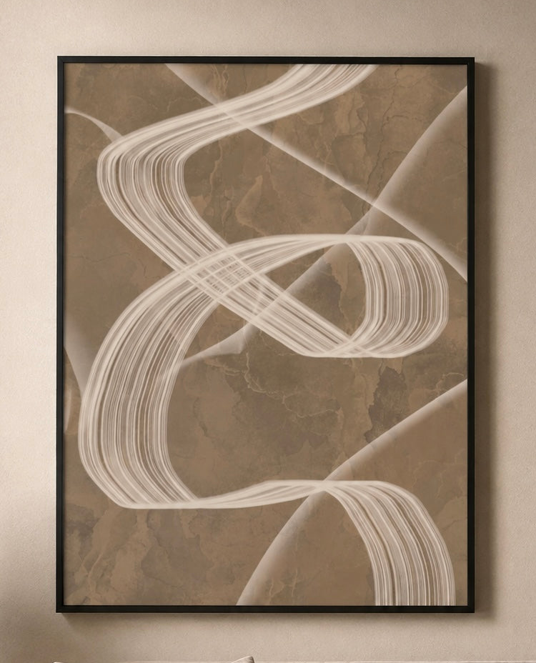 Abstract Beige Swirl Matte Canvas Print — Neutral Wall Art