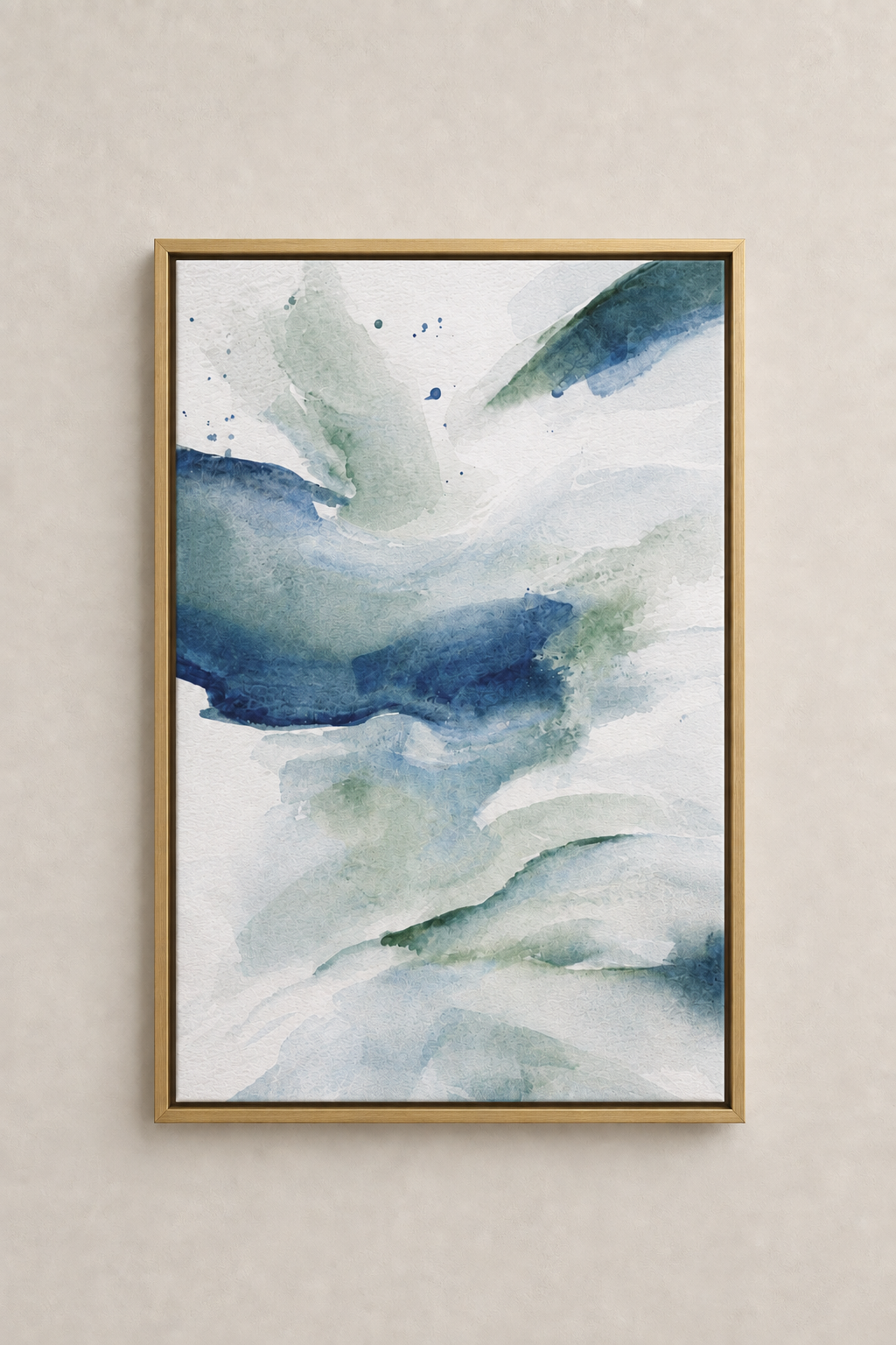 Abstract Blue Watercolour (2) — Framed Floating Canvas