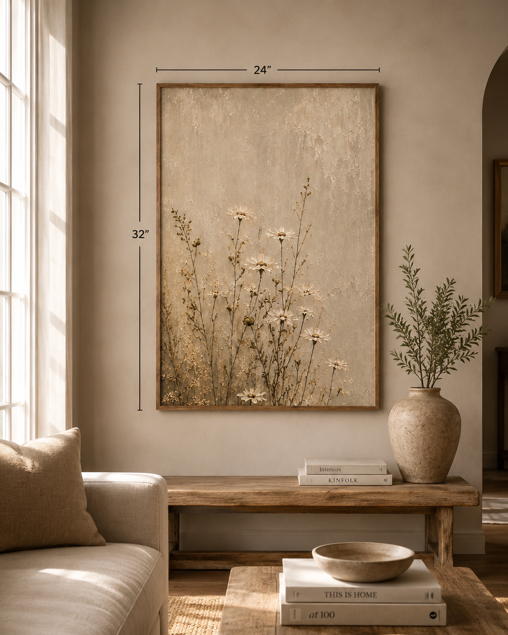 Dried Wildflowers Matte Canvas Print — Neutral Botanical Wall Art