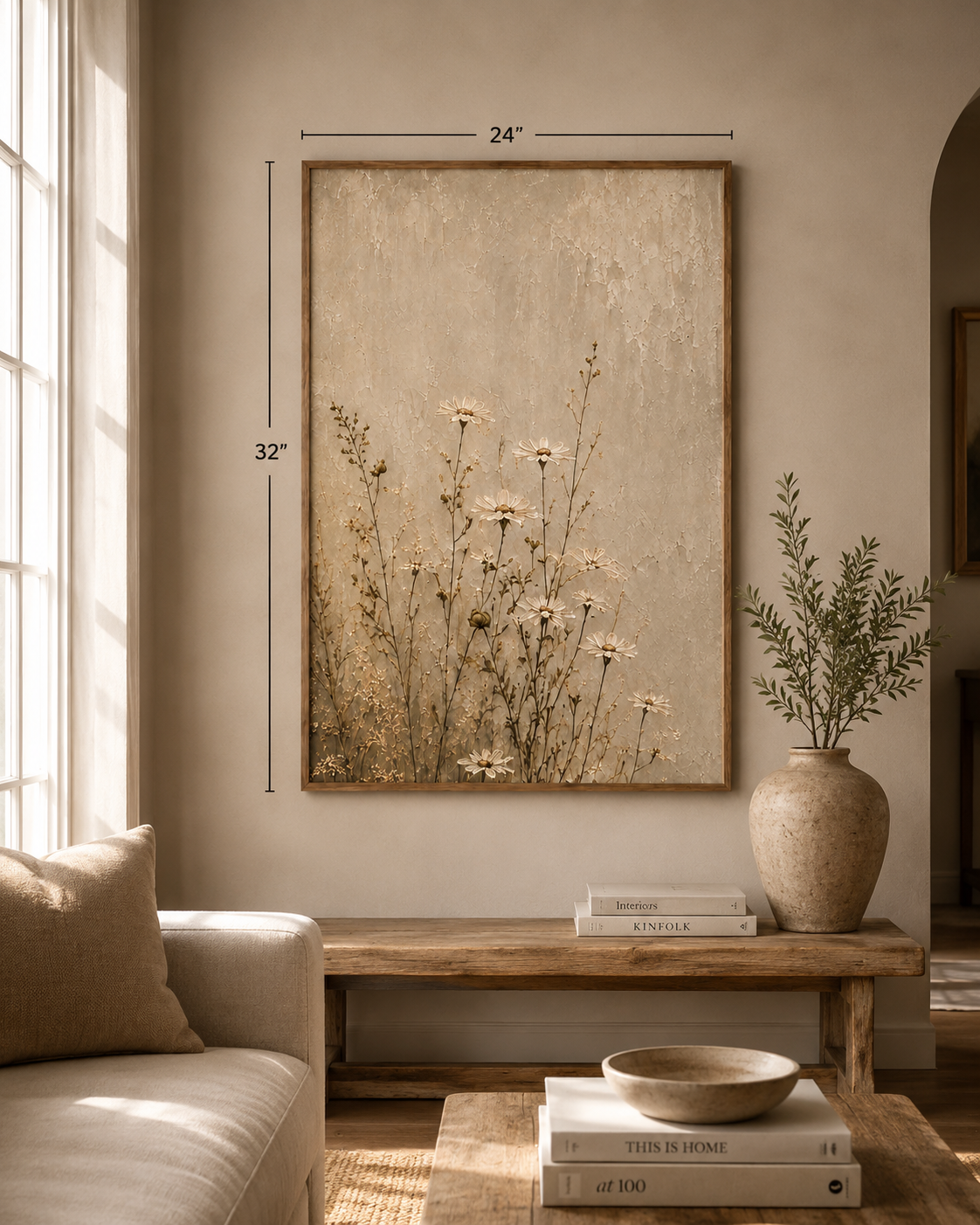 Dried Wildflowers Matte Canvas Print — Neutral Botanical Wall Art