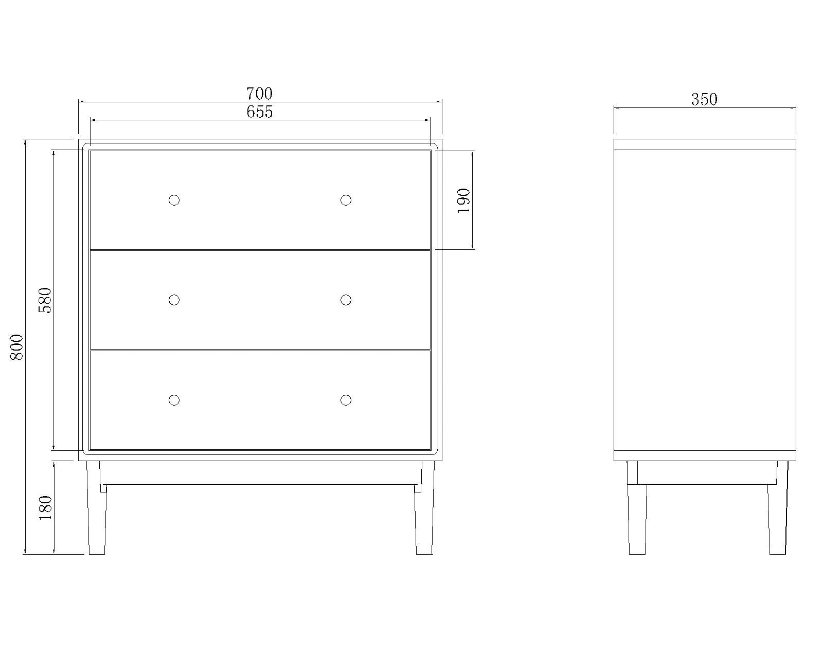 Wright Oak Chest of 3 Drawers