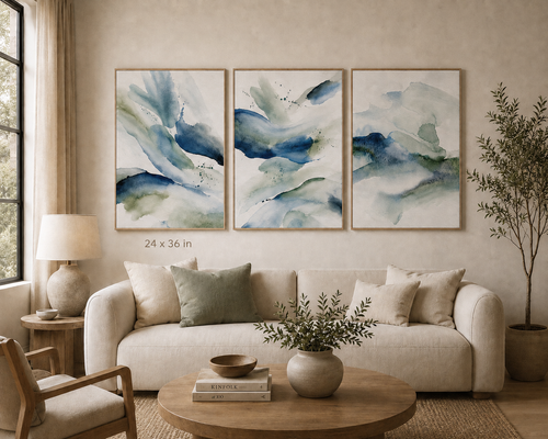 Abstract Blue Watercolor (1) - Framed Floating Canvas