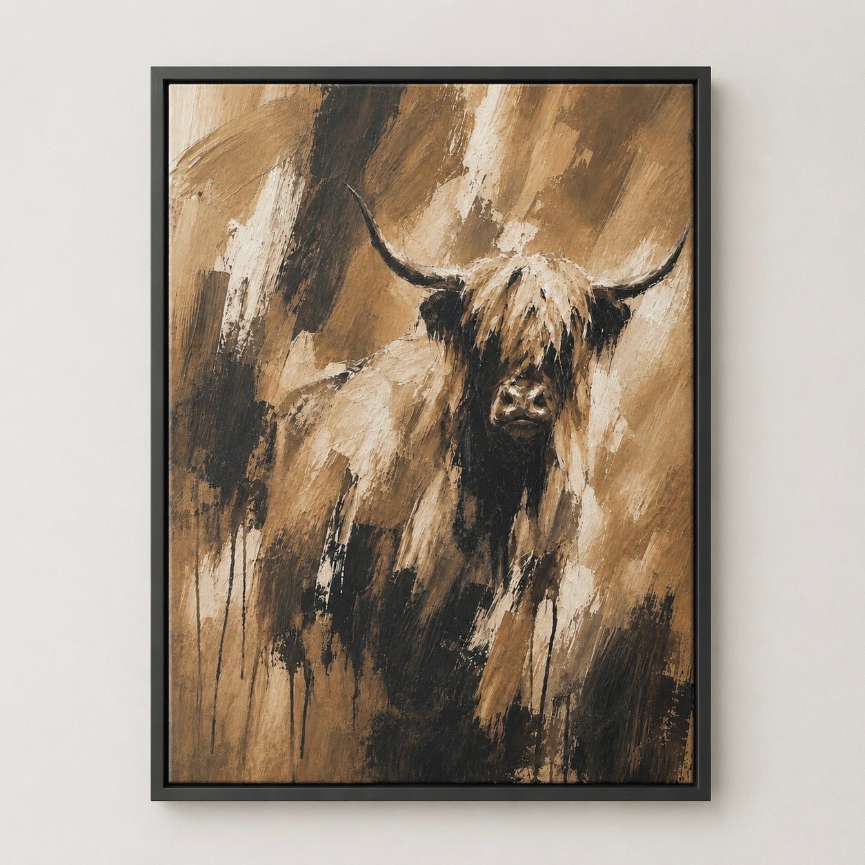 Rustic Highland Cow - Framed Floating Canvas