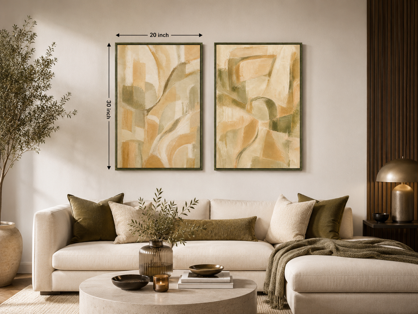 Neutral Geometric Art Canvas – Minimalist Overlapping Circles Wall Decor