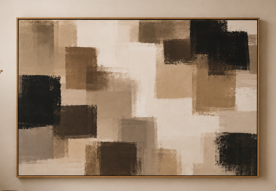 Abstract Neutral Squares Matte Canvas Wall Art - Stretched 1.25"