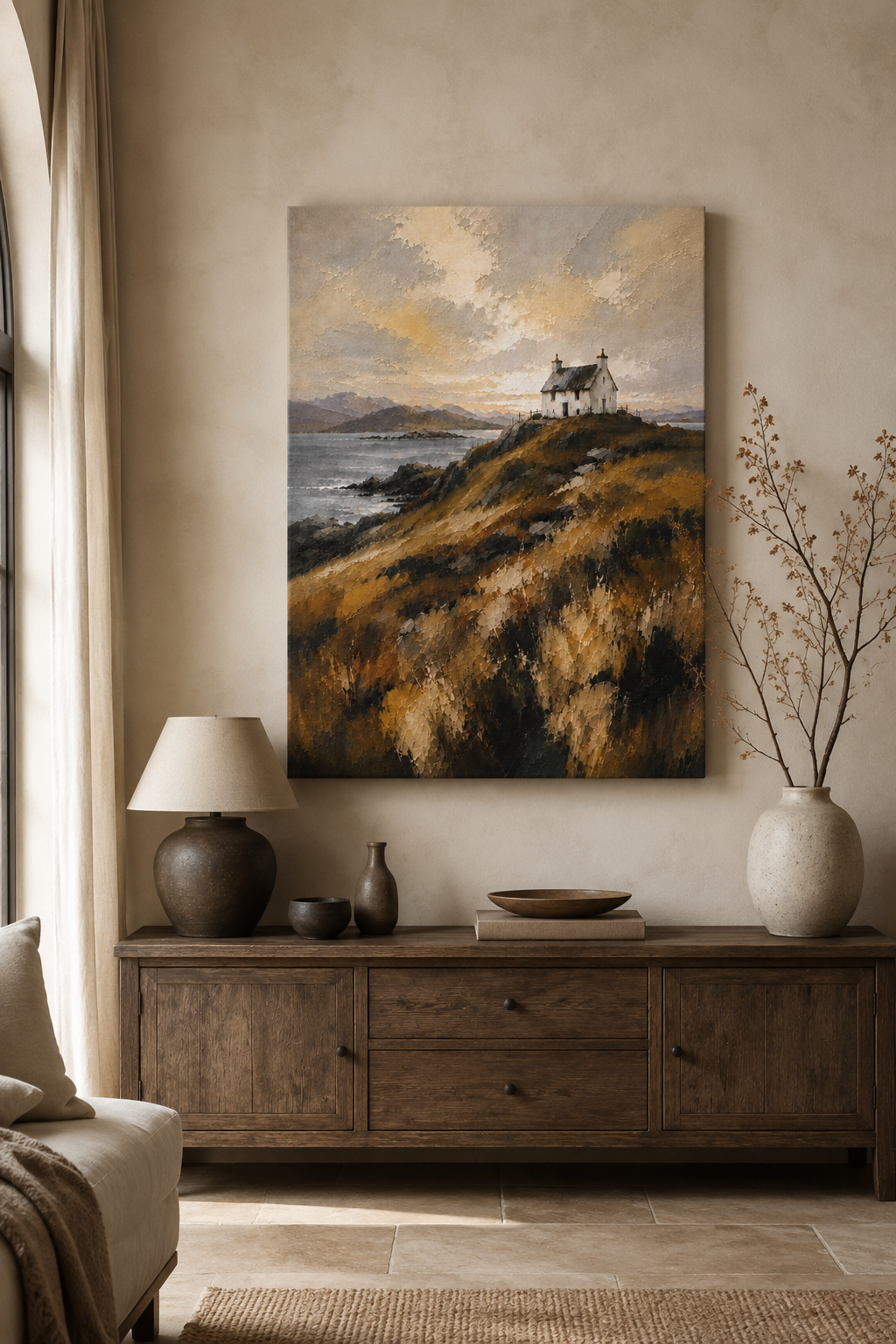 Coastal Cottage Landscape - Gallery Wrapped Canvas