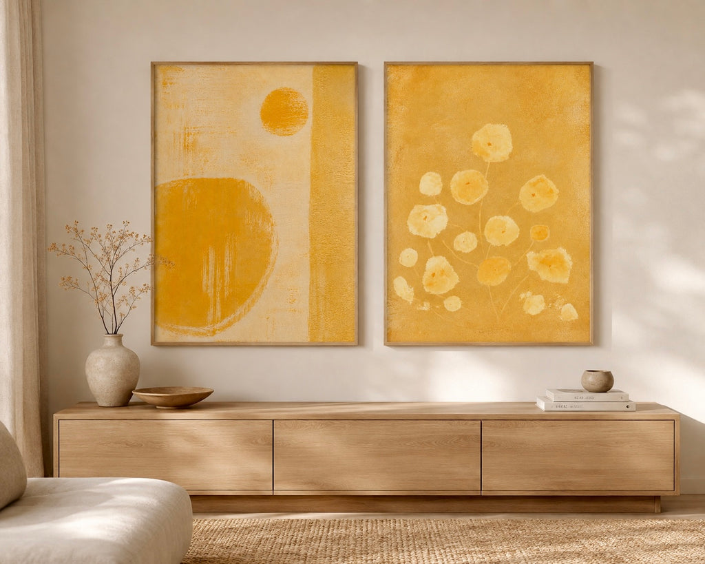 Golden Poppy Floral Canvas — Warm Yellow Botanical Wall Art, Matte Stretched 1.25"