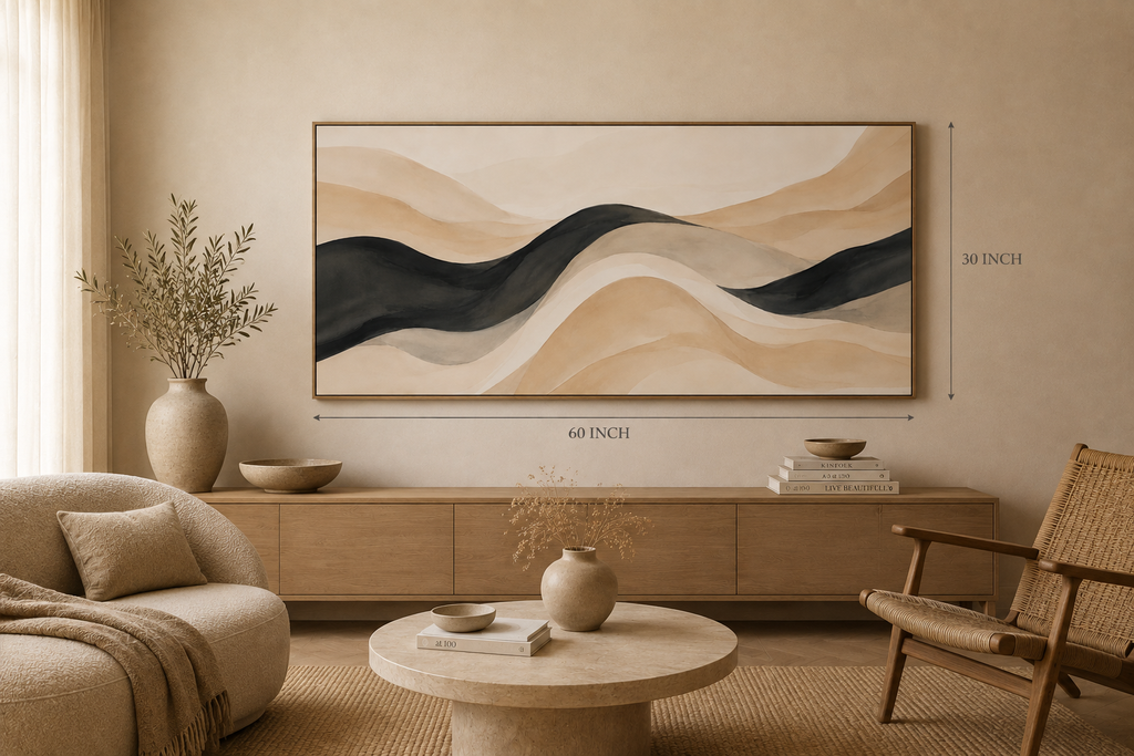 Neutral Abstract Waves Matte Canvas Wall Art