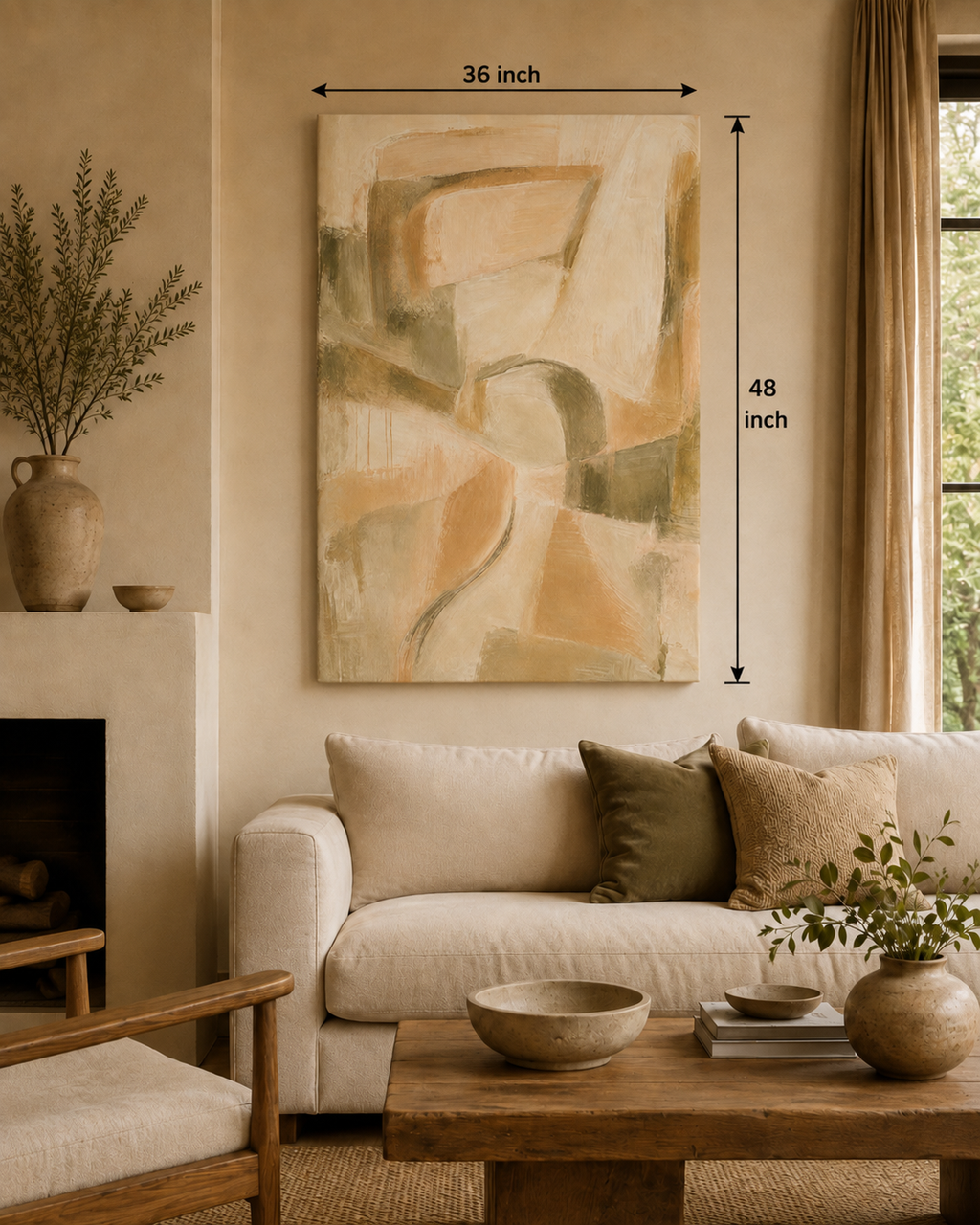 Abstract Earth Tone Canvas Print — Neutral Minimal Wall Art